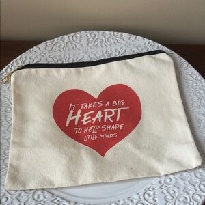 Heart Print Canvas Pouch NWOT